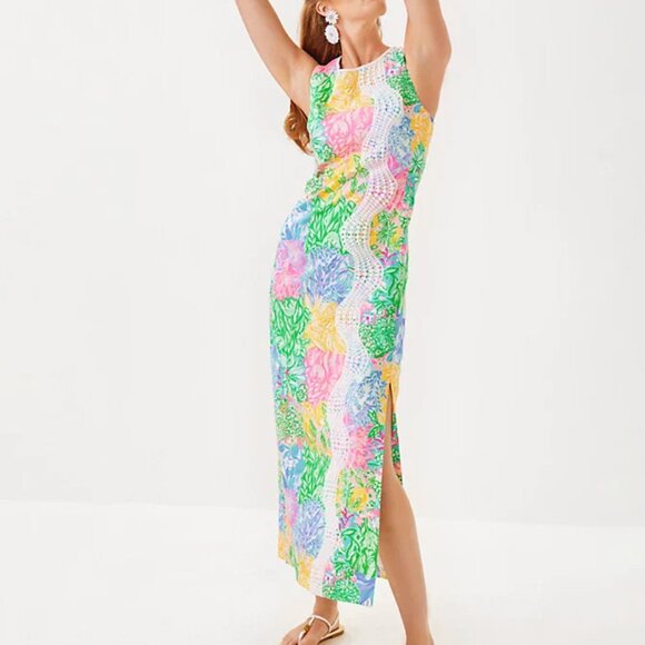 LILLY PULITZER Sarabeth Maxi Shift Dress Multi Bright Delight Patch 4 $548 NWT - Picture 3 of 7